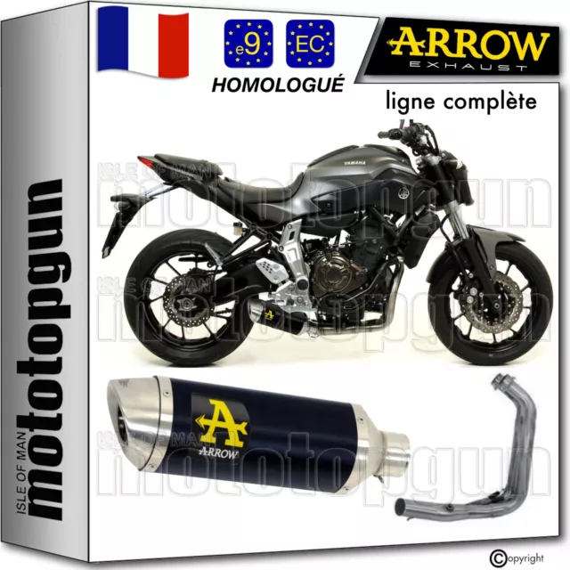 Arrow Ligne Complete Approuve Rc Bas Thunder Noir Yamaha Mt07 Mt-07 2020 20