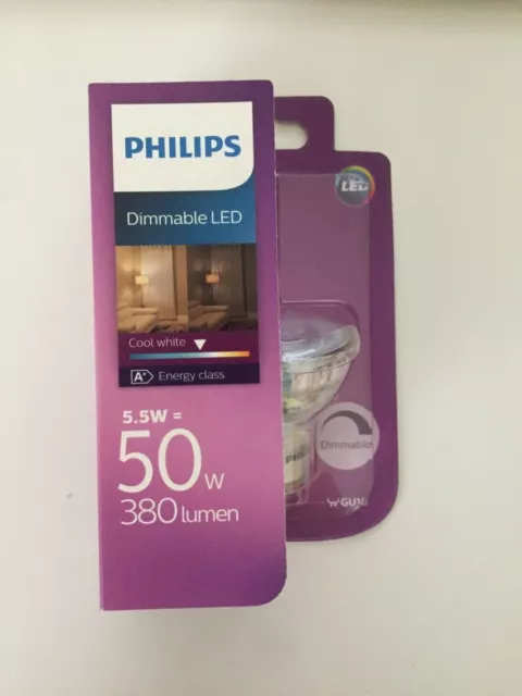 Philips Bombilla LED Foco Regulable GU10 5.5W Blanco 4 unidades 2