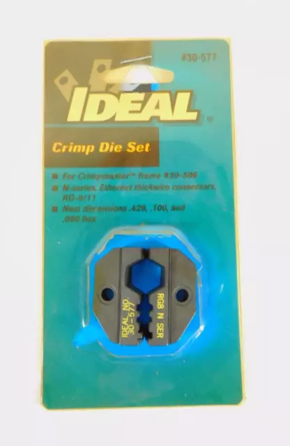 Ideal Crimp Die Set #30-577 For RG-8/11 N-Series Coax Cables - Open Package