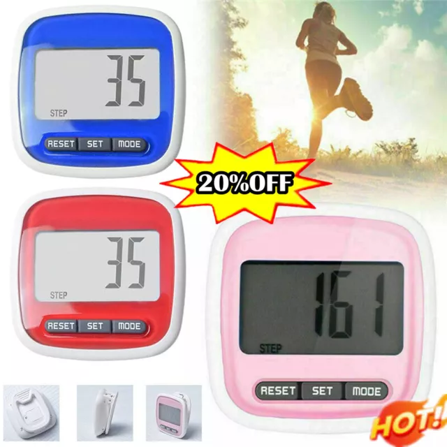 LCD Pedometer Step Walking Jogging Calorie Counter Distance Fitness+ Belt UKH