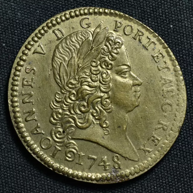 1748 George III, 18 Shillings (Half Joe) Brass Coin Weight By Kirk, W1536 1748 George III, 18 Shillings (Half Joe) Brass Coin Weight By Kirk, W1536