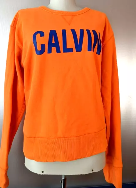 Calvin Klein Jeans Women’s Sweatshirt pullover orange Logo long sleeve Size L