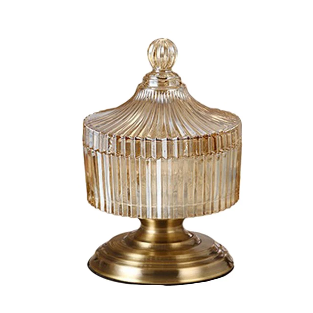Estilo europeo cristal cristal vidrio caramelo hogar caja de almacenamiento decorativa T