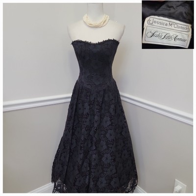 Vintage Jessica Mcclintock for Saks Fifth Avenue BLACK Lace Prom Dress