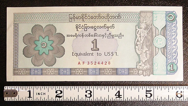 ND(1993) Myanmar Foreign Exchange $1 USA Currency P-FX1 #12067