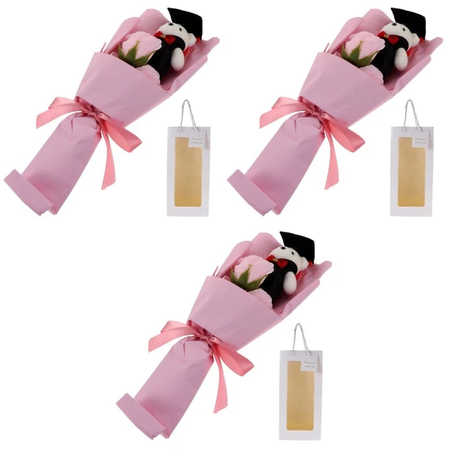 3 pezzi mazzo di laurea schiuma mazzo di rose falso