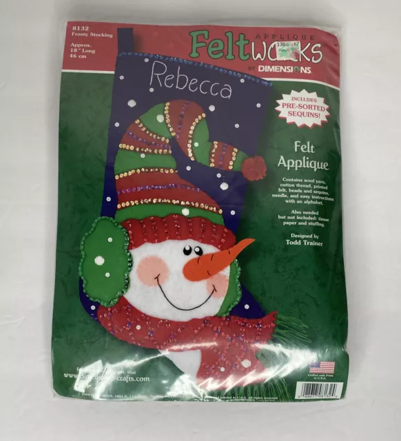 NEW Dimensions Frosty Snowman Stocking Feltworks Applique Kit 8132 Sealed