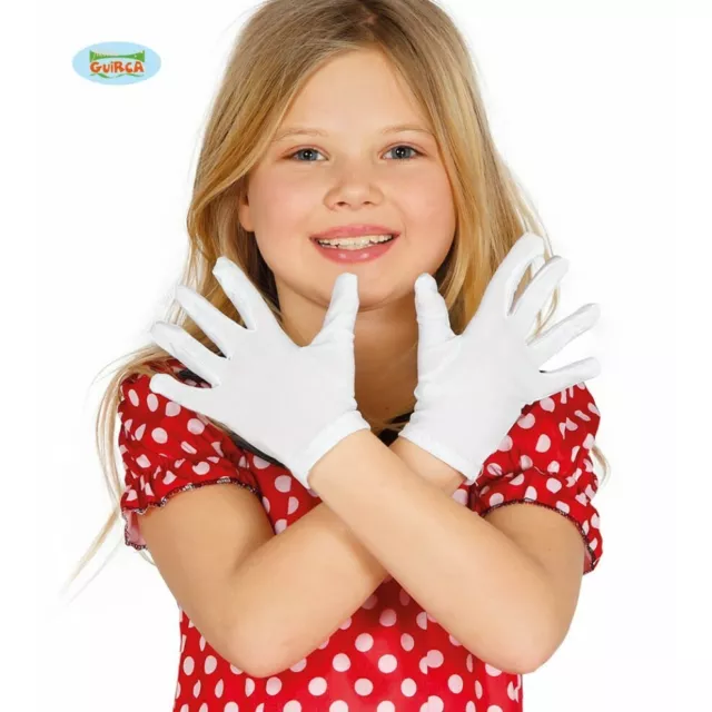 Gloves Child White Guanti Corti Bianchi Bambino Carnevale Guirca Art.16520