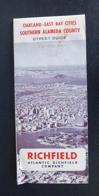 1967 Oakland East Bay Alameda street map Richfield oil  gas Danville Fremont