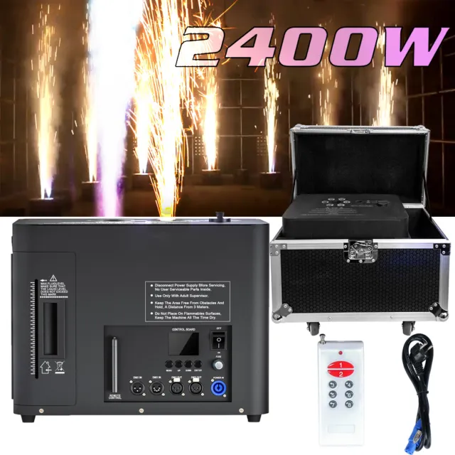 2400W 3 IN1 RGB LED Spark & Fog Smoke Machine Wedding Party Stage Effects w/Case