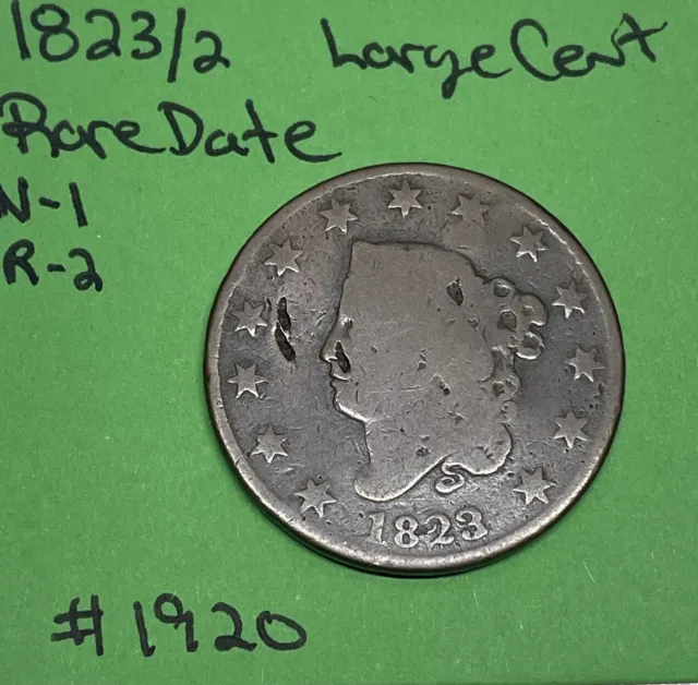 1823/2 N-1 R-2 Matron or Coronet Head Large Cent Coin 1c