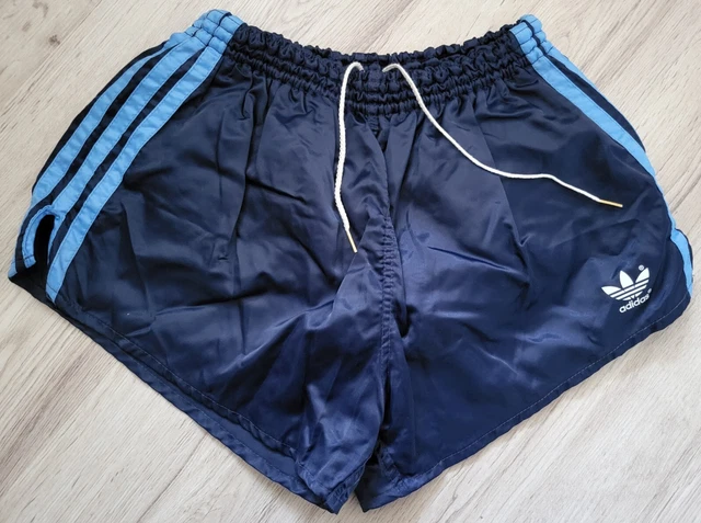 Vintage Rare adidas Soyeux Nylon Football Short Bleu Marine Blanc M