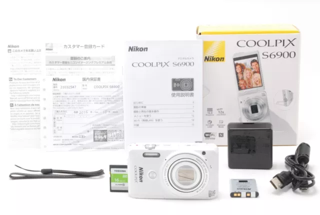 [ MINT in Box ] Nikon COOLPIX S6900 White 16.0MP Digital Camera From JAPAN