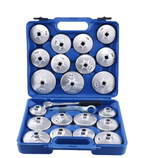 23Pcs Aluminium Oil Filter Cup Type Wrench Removal Socket Remover TOOL KIT