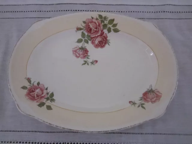 Gorgeous Vintage Royal Harvey Lemon And Pink Roses Platter