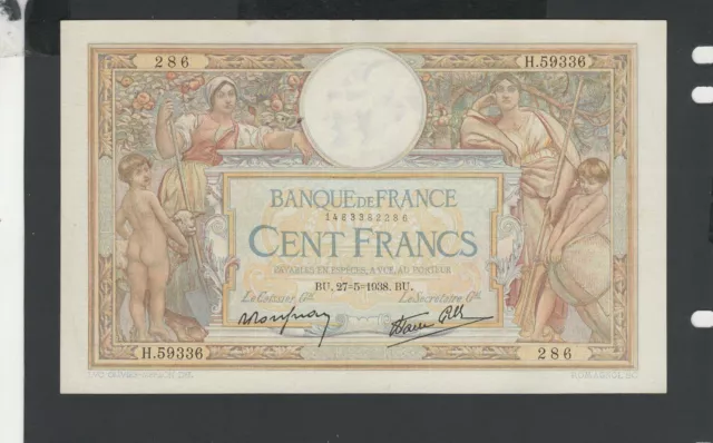 " Baisse de prix " Billet 100 Francs MERSON Modifié 27/05/38 SUP Fay 25-20