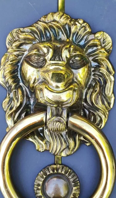 Heurtoir/Marteau de porte forme de Tête de Lion, style Antique- Laiton Vieil Or 2