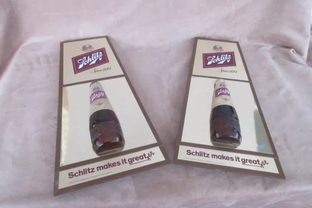 Pair of Vintage 1979 Schlitz Bar Wall Signs, 87557 Display Corporation