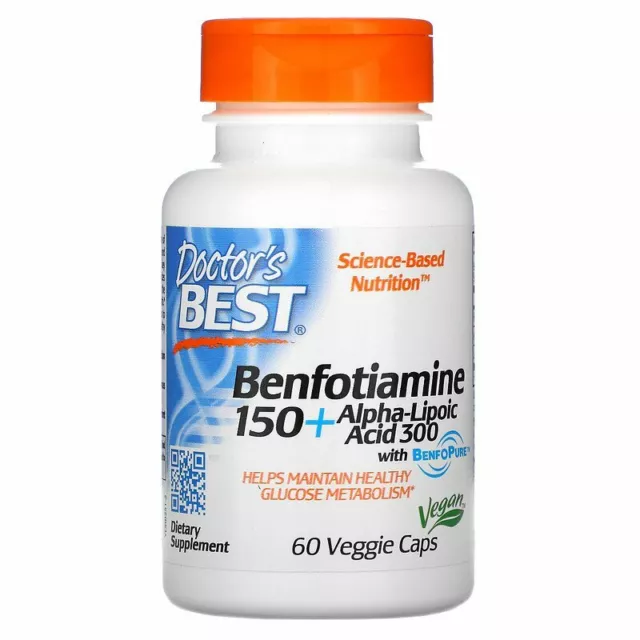 Doctor's Best Benfotiamine 150 + Alpha Lipoic Acid 300, 60 Vegetarian Capsules