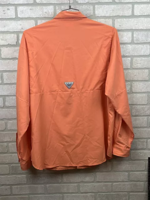 Columbia PFG shirt L Long Sleeve Coral Orange Multi Pocket Vented Outdoor Fish 2
