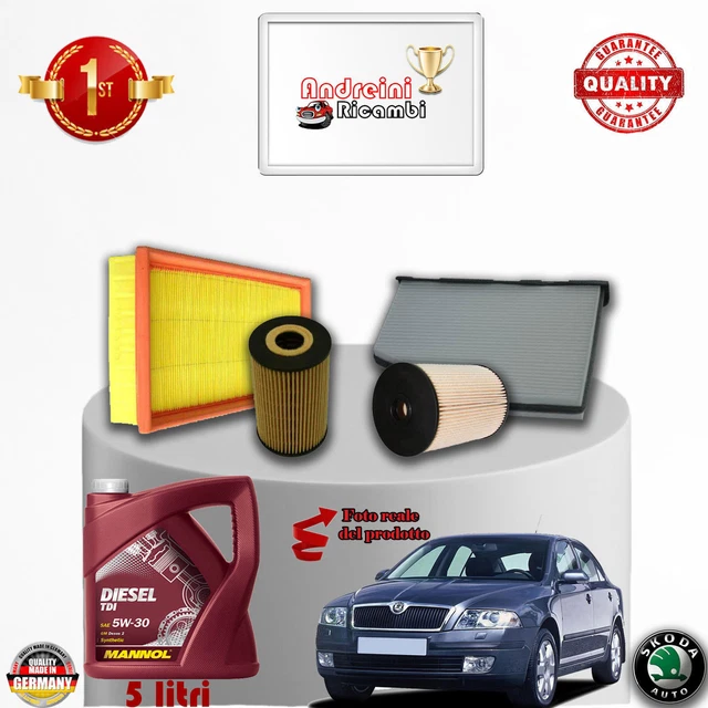 Service kit for Skoda Octavia 2.0 TDi - oil filter, air filter, fuel filter, cabin filter. - FoS