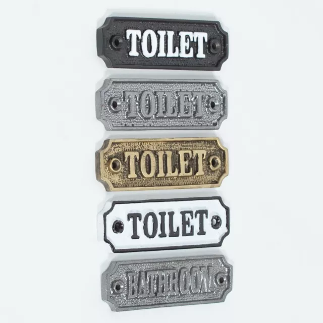 Vintage Victorian Style TOILET BATHROOM Door Sign Cast Iron Period Plaque Metal 2