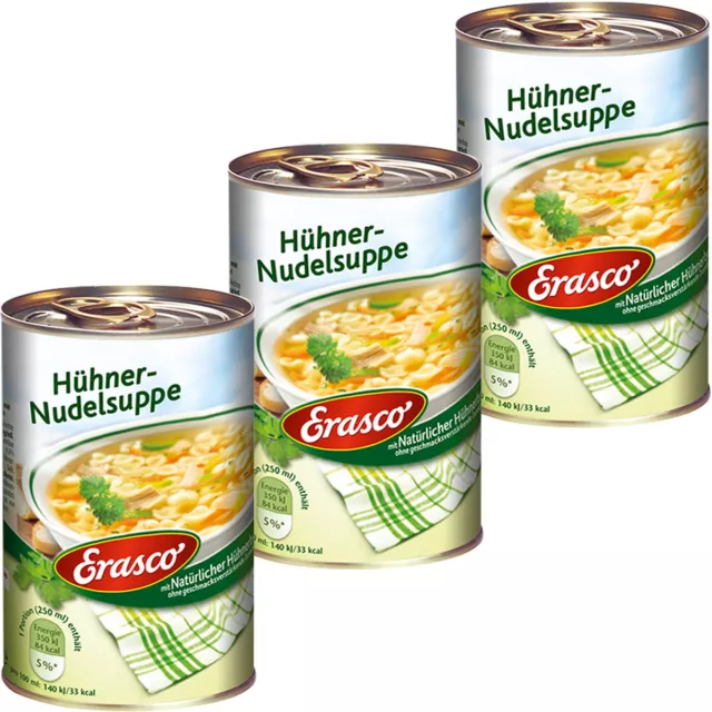 Erasco Poules Soupe de Nouilles Bon Légumes Et Hühnerfleisch 390ml 3er Pack