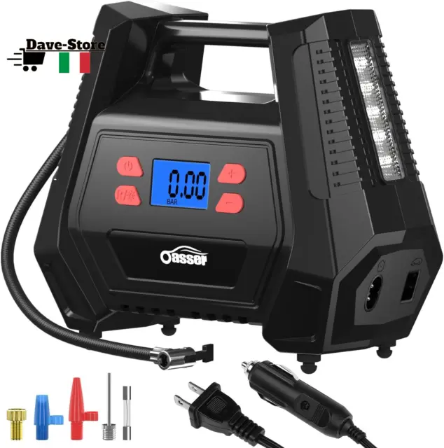 Oasser Compressore Aria Portatile 12V AC/240V DC Compressore Portatile Da 150 PS