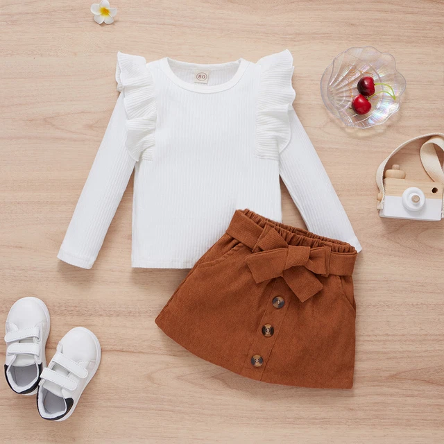 Set gonna 2 pz abiti da festa vestiti per bambine arricciate arricciate 6