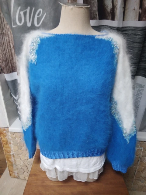 Pull Angora Blanc 70% ROUET D'OR - Neuf Sans étiquettes, Très Souple, Fabrication Française 2022