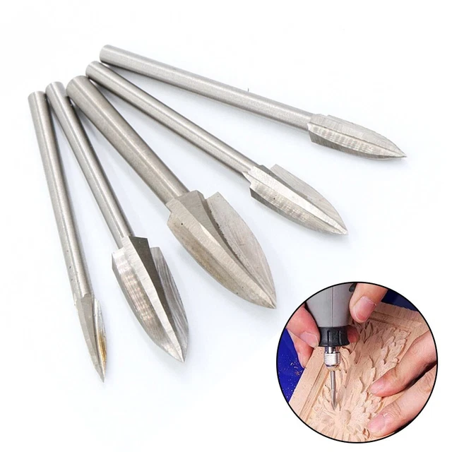 Lot De 5 Forets Gravure HSS HPMAISON - Tige 3mm, Pour Sculpture Sur Bois Et Dremel