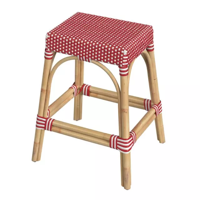 Butler Specialty Robias 24.5" Rattan Red and White Counter Stool