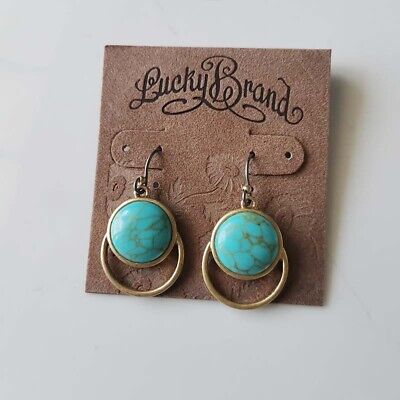 New Lucky Brand Turquoise Drop Earrings Gift Vintage Women Party Holiday Jewelry