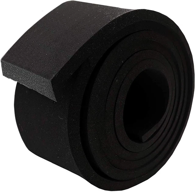 Neoprene Foam Strip Roll by Dualplex, 2" Wide x 10' Long x 1/4" Thick, Black