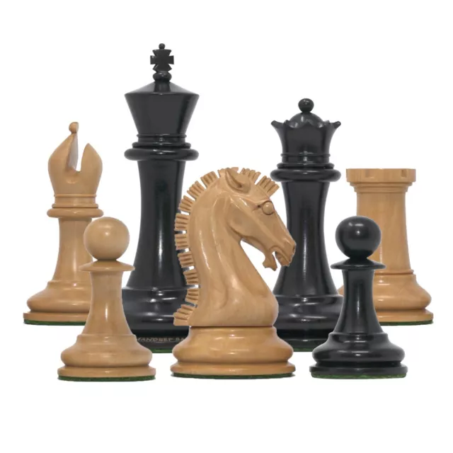 Commemorative Signature Series 3.75" Staunton Chessmen Ebony/Natural Boxwood