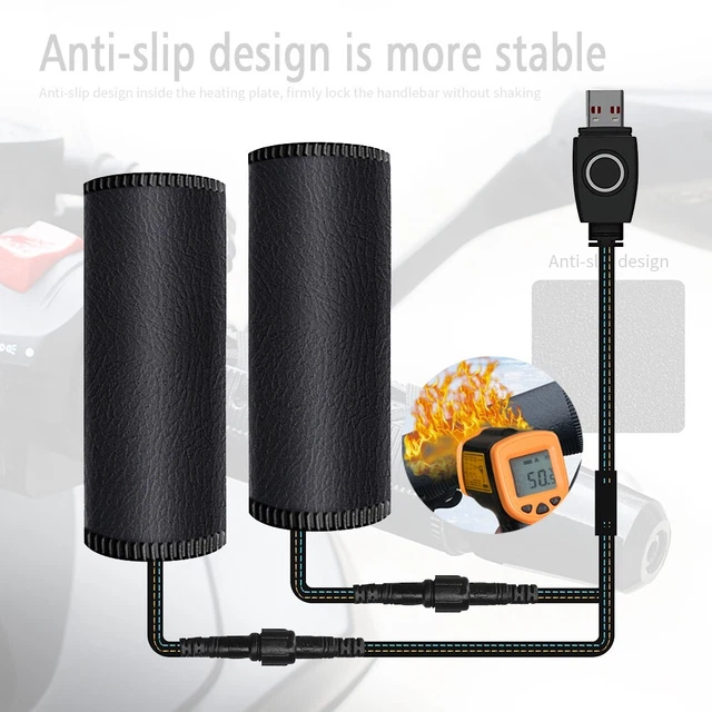 Poignées Chauffantes Moto USB 5V – 3 Niveaux De Chaleur, Ultra-Fines, Universelles Pour Hiver, Scooter Et Vélo Électrique