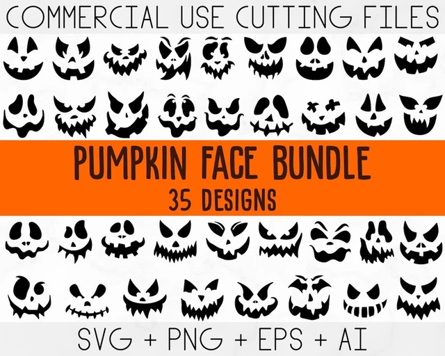 Cara de calabaza Svg, caras de linterna Jack O, caras de calabazas de Halloween, archivos cortados png