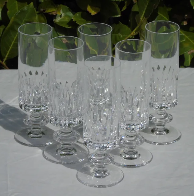 Bayel - Service de 6 flûtes à champagne en cristal. Signées Haut. 18 cm