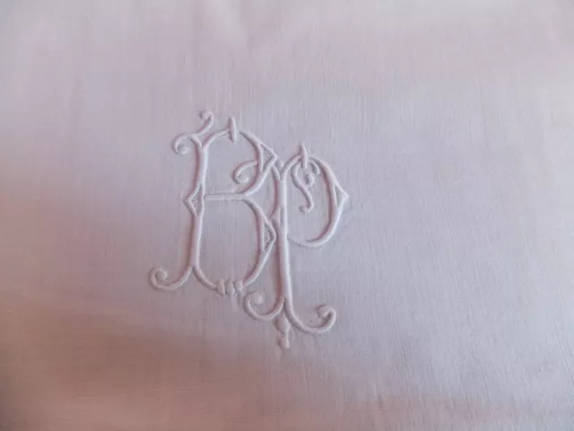 Ancienne Paire De Taies Oreiller  Monogramme Bp