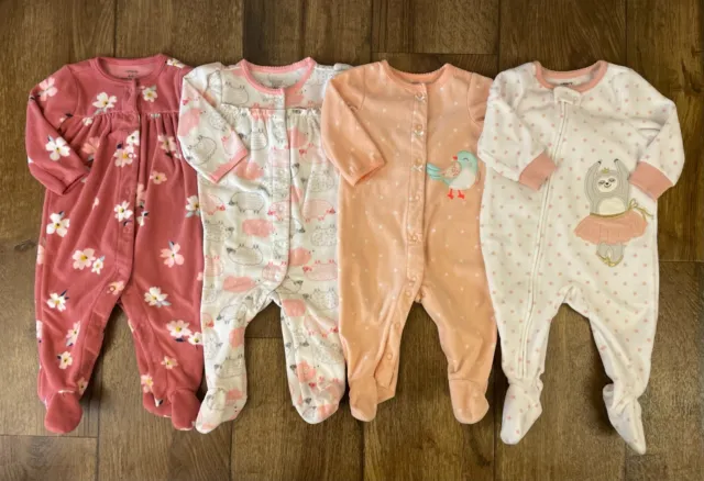 Carters Baby Girl 6 Month Sleepers Footed Pajama Clothes Lot Bundle Sleep & Play
