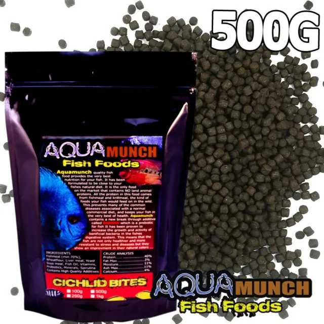 FKC Aqua Cichlid Bites Medium Sinking Tropical Aquarium Fish Food Pellets 500G