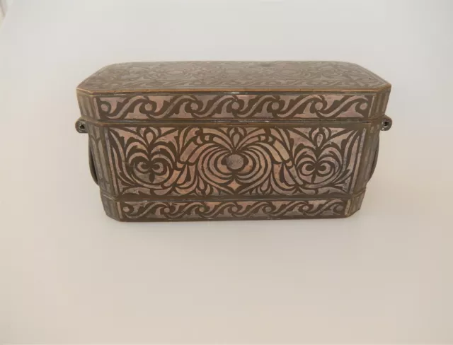 Betal Nut Box Bronze Silver Inlay Mindanao Philippines 20th Century
