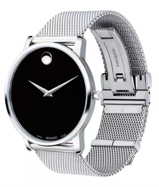 Movado 0607219 Museum Classic Black Dial Stainless Steel Swiss Watch 40 Mm New