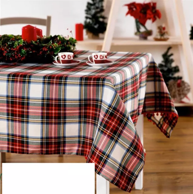 Tovaglia Da Tavola Cotone Scozzese Tartan Natale 6 12 18 24 36 Posti 6 7 Metri