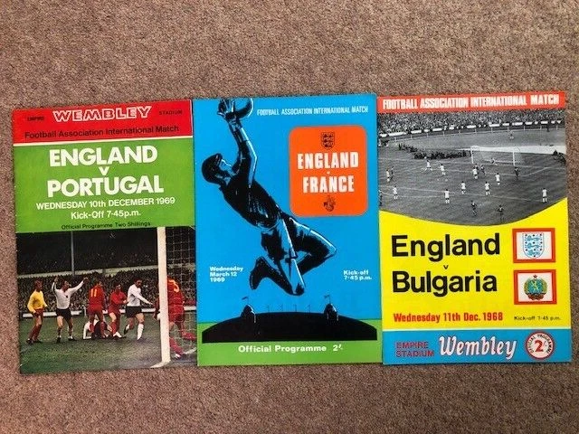 SET OF 5 ENGLAND HOME PROGRAMMES 1960s AUSTRIA HUNGARY BULGARIA FRANCE ...