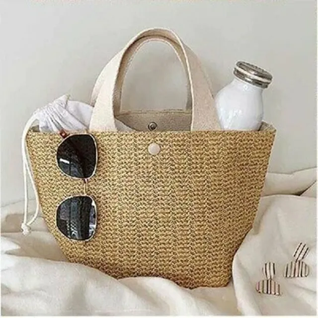 Rattan Woven Women Handbag Summer Beach Bag Large Capacity Tote Bag Straw Bags