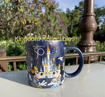 Walt Disney World 50th Anniversary Mickey Mouse & Friends Blue Ceramic Mug