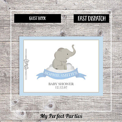PERSONALISED Blue Elephant Baby Boy, Baby Shower Guest Book, Keep Sake, Games