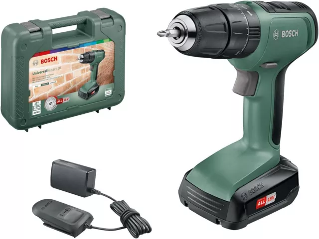 BOSCH UNIVERSALIMPACT KIT 18VOLT AKKU-SCHLAGBOHRSCHRAUBER 1x1,5Ah LADEGE. KOFFER