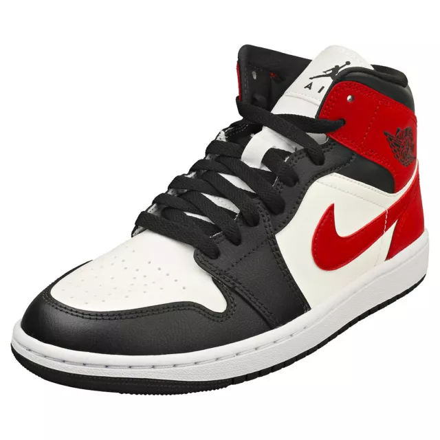 Nike Air Jordan 1 Mid Femme Black White Red Baskets Mode